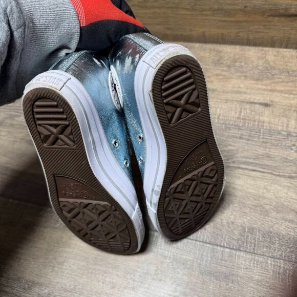 Converse Chuck Taylor Silver Metallic High Top Sneakers Women's Size 7 - Picture 4 of 7